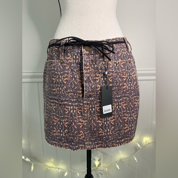 One Teaspoon Dresses & Skirts - NWT ONE TEASPOON Aztec Leopard Brown and Orange Denim Mini Skirt